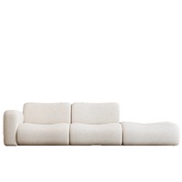 Canapé modulaire multifonctionnel en forme de L HORIZON, série Snowflake, style moderne et simple, tissu en lin noir, garnissage en duvet, pour salon.