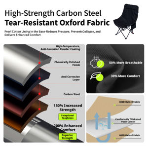 Silla de Camping Plegable de Lujo con Respaldo Alto, Color Arena, Asiento Portátil para Exteriores, Ideal para Picnic en el Bosque y Fiestas - Product Image 4