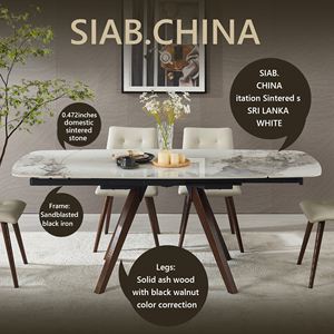 โต๊ะรับประทานอาหารแบบยืดหดได้ ขยายได้ 55.12" ถึง 78.74" รองรับได้ 4-6 คน ทนความร้อน ป้องกันรอยขีดข่วน ฐานไม้เนื้อแข็ง แข็งแรงทนทาน - Product Image 3