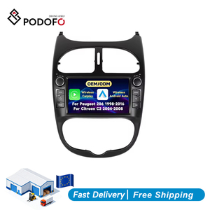 Autoradio Podofo 7'' 2+64G avec Carplay/Android Auto sans fil, GPS/WiFi/BT/FM/RDS pour Peugeot 206 1998-2016/Pour Citroën C2 2004-2008 - Product Image 1