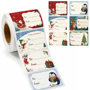 Autocollants décoratifs pour emballages cadeaux de Noël, écrits à la main, étiquettes adhésives universelles - Product Image 1