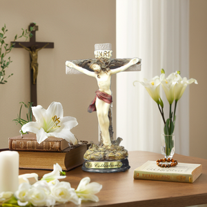 Crucifix religieux en résine délicat fait main pour souvenirs et cadeaux de Noël FC804-417 Statues religieuses catholiques - Product Image 3