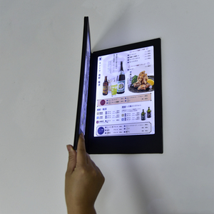 Copertina Menu Illuminata a LED per Ristoranti, Libro Menu in Pelle a Doppia Pagina con Illuminazione <span class=keywords><strong>e</strong></span> Ricarica USB per Bar, Hotel, Fast Food - Product Image 2