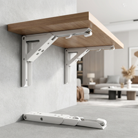 Support d'étagère pliable en acier laminé à froid, revêtement poudré, fixation murale, support triangulaire, roue de porte, quincaillerie fonctionnelle pour meubles