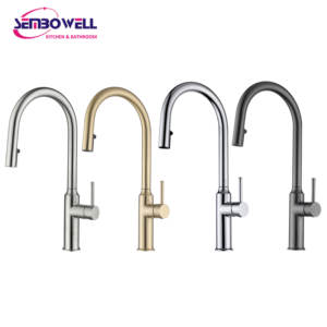 Robinet <span class=keywords><strong>de</strong></span> cuisine extractible en acier inoxydable sans plomb avec mitigeur certifié WaterMark, robinet d'évier à arc haute pour cuisines modernes - Product Image 6