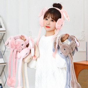 RTSフェイクウサギの毛皮冬のかわいいイヤーマフウォーム製品耳が動くイヤーマフ