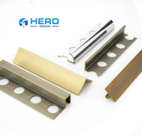 Profilé en laiton Hero Metal en forme de T pour carreaux 8mm 10mm 12mm, finition cuivre brossé, pour bordure murale et coin