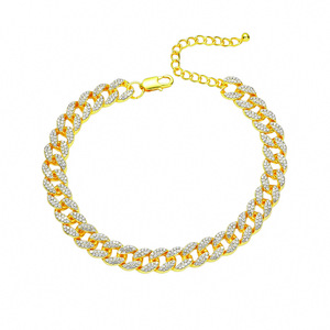 Cuban Chain <b>Anklet</b>, Men's and Women's Trendy Foot Jewelry, Diamond-encrusted Fashion Accessories - Product Image 1