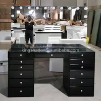 Meuble de salon de beauté, tiroir de maquillage, table de miroir avec lumières led