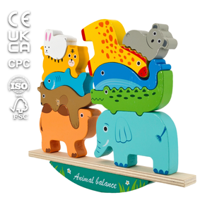 Brinquedos de Empilhamento de Animais de Madeira Runwood, Blocos de Construção, Jogo de Quebra-Cabeça, Brinquedos de Educação Infantil Montessori para Crianças - Product Image 1