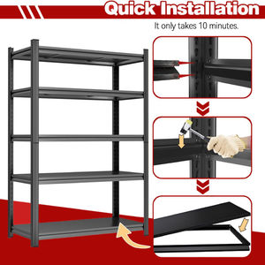 5 מדפים אחסון מתכווננת, 3300Lbs קיבולת פלדה כבדה מדף עבור מחסן, שחור. 72 "h x 40" w x 19.8 "d - Product Image 4