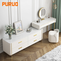 PURUO Table de maquillage pour filles avec miroir LED et armoire
