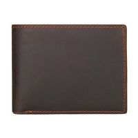 Dompet Kulit Asli Lapisan Atas, Kulit Crazy Horse, Anti-scan RFID, Model Horizontal, Dompet Slot Multi-Kartu