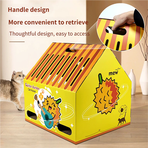 Fabrieksgroothandel op maat bedrukte papieren golfkartonnen slijtvaste, niet-afbladderende kattenhuis met logo voor alle seizoenen - Product Image 2