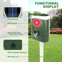Saijzek. Meilleure Vente Amazon Nouveau Répulsif Solaire Ultrasonique pour Animaux à 360 Degrés, 600m², Triple Face, Capteur PIR, 3 Haut-parleurs, Haute Efficacité