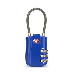 TSA Cable Lock XMM-527 Factory supply Custom Approved 3-Dial Reset Combination Safety Travel Luggage Steel Cable Lock Padlock