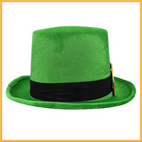 Accessoires de fête pour la Saint-Patrick irlandaise : Chapeau Fedora vert et or avec grande boucle, chapeau de carnaval Saint-Patrick, chapeau de cowboy irlandais