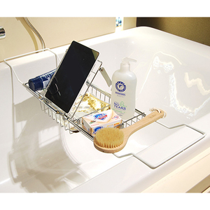 Organizer da Bagno di Lusso in Acciaio Inossidabile Antiruggine, Ripiano Espandibile per Vasca con Supporto per Vino e Libri - Product Image 3