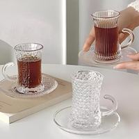 Gobelet en verre de haute qualité et très vendu avec poignée et différents motifs, gobelets en verre pour lait, cola, thé, jus, bière