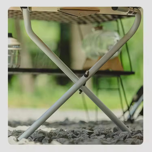 <b>Outdoor</b> Wooden <b>Folding</b> <b>Table</b> Rectangular Aluminum Base Minimalist Design for Camping Use - Product Image 2