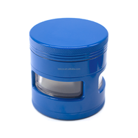 Moulin à herbes, tabac et épices en aluminium anodisé à 4 couches, 63 mm, à trois ouvertures latérales, finition céramique, portable, logo personnalisé, vente en gros