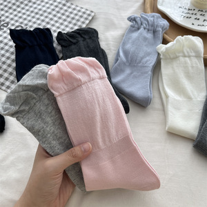 Women's Pure Cotton Mid Calf Slouch Socks Solid Color Breathable Thin Maternity Socks Seamless Ballet Style - Product Image 2