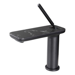 Grifo de Lavabo de Piedra Blanca, Estilo Cascada, Agua Fría y Caliente, Latón Macizo, Monomando, para Instalar Bajo Encimera - Product Image 5