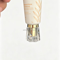 Tube souple cosmétique de luxe personnalisé avec logo, en PE, couvercle en acrylique cristal électroplaqué mat/brillant, pour fond de teint et crème de base OEM