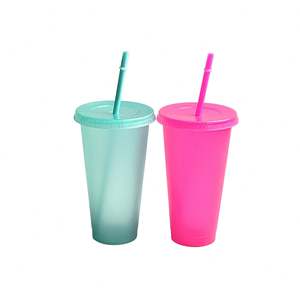 Vaso con Pajita de Gran Capacidad de 24 Onzas, a Prueba de Fugas, Ligero, Duradero, Diseño Personalizado, Taza de Plástico con Tapa para Fiestas - Product Image 5