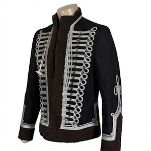 Veste Hussar Noire pour Homme, Style Uniforme en Laine, Col Montant Brodé, Imperméable, Idéale pour Costumes et Spectacles - Product Image 4