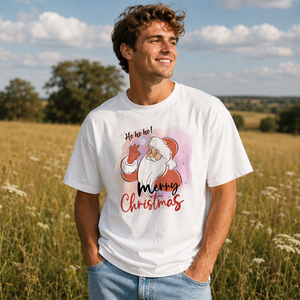 T-Shirt da <span class=keywords><strong>Uomo</strong></span> Oversize Stile Classico con Spalle Cadenti, Stampa Vintage di Babbo Natale con Segno OK, Divertente Maglietta Natalizia Retrò - Product Image 2
