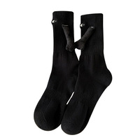 Chaussettes unisexes drôles pour couple, main dans la main, blanc, baril moyen, pour femme, en coton, avec succion magnétique