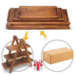 Bandeja de Servir Rectangular de 3 Niveles al por Mayor, Soporte de Madera para Exhibición de Cupcakes para Decoración de Fiestas Rústicas - Product Image 2