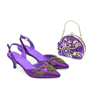 Chaussures de fête de mariage et sac assorti, ensemble de chaussures et de sac italiennes pour femmes pour mariage, ensemble de chaussures et de sac vert africain - Product Image 5