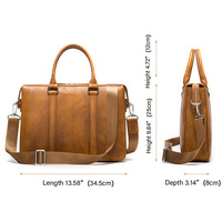 Véritable Vintage Grande mallette en cuir pour hommes Luxe Bureau Business Laptop Messenger Bag Zipper Waterproof Portable