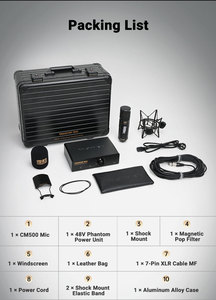 Ensemble de microphone à condensateur professionnel TAKSTAR CM500, multi-directionnel, tube, XLR, métal, plastique, pour l'enregistrement vocal et de chœur - Product Image 6