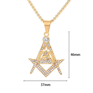 Collana massonica con ciondolo "G" placcato oro 18K catena in acciaio inox Vintage massone gioielli da <span class=keywords><strong>uomo</strong></span> - Product Image 5