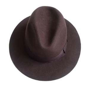 Chapeau Fedora en feutre de laine ND095 pour adulte unisexe avec garniture fleurie et nœud, casquette en laine pour toutes les saisons - Product Image 1