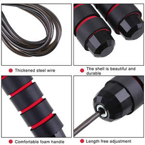<span class=keywords><strong>Cuerda</strong></span> <span class=keywords><strong>de</strong></span> Saltar con Peso para Velocidad, Asas <span class=keywords><strong>de</strong></span> PVC, Cable <span class=keywords><strong>de</strong></span> Acero Ajustable sin Cable, Recubrimiento <span class=keywords><strong>de</strong></span> Espuma con Rodamientos Inalámbricos - Product Image 3