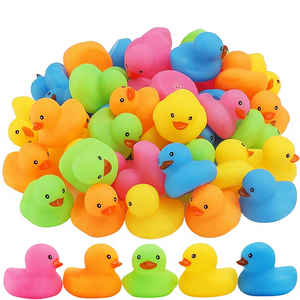 50 mini canards en caoutchouc multicolores en vrac pour le bain, cadeaux de fête prénatale, anniversaire, fêtes en classe, été, plage, piscine - Product Image 1