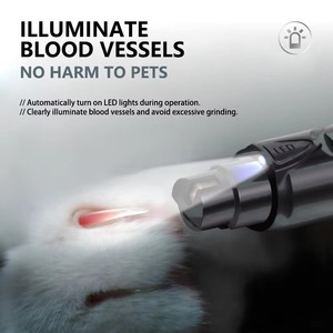 Broyeur d'ongles <span class=keywords><strong>pour</strong></span> animaux de compagnie rechargeable par USB à lumière LED <span class=keywords><strong>pour</strong></span> chiens chats à faible bruit Broyeur d'ongles d'orteil en acier inoxydable à 2 vitesses - Product Image 4