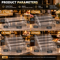 Présentoir en acrylique transparent personnalisé pour boissons, gâteaux, desserts, beignets et aliments – Support à étages trapézoïdaux multicouches en cristal – Vente en gros
