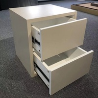 Table de chevet moderne sans poignée à 2 tiroirs, table de chevet en MDF crème à l'aspect flottant, armoire de rangement pour chambre à coucher