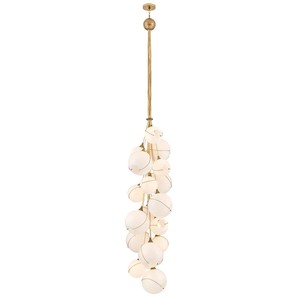 Lámpara de Araña Contemporánea de Múltiples Esferas con Detalles de Vidrio Esmerilado y Latón que Realzan los Espacios Interiores Modernos - Product Image 1
