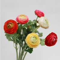 Ranunculus artificiel réaliste en gros, tige de 50 cm en soie pour décoration de mariage et d'événements de luxe, personnalisable en vrac