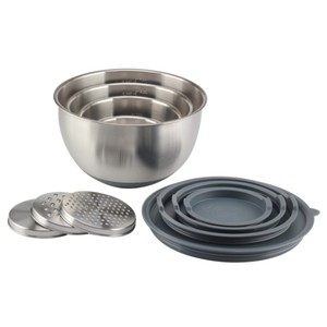 Stainless Steel Mixing <b>Bowl</b> Set <b>With</b> Airtight <b>Lids</b>, Grey - Product Image 3