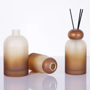 250ml luxury custom gradient color reed diffuser empty glass bottles with wood lid