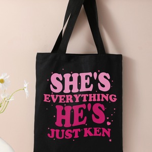 Bolso Tote de Lona con Letras en Degradado, Estilo Minimalista y Moderno, Inspirado en <span class=keywords><strong>Instagram</strong></span>, para Llevar al Hombro o en la Mano, Sin Cierre - Product Image 2