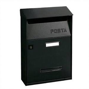 Boîte aux lettres autoportante moderne noire SACAR DUE SRL, 320x210x90 mm, en acier étanche avec serrure à clé, modèle 65165 pour bureau et appartement - Product Image 1