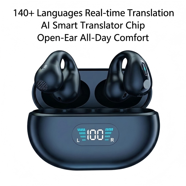 Professional Q7 140+ Languages Smart Ear-hook Translator Earbuds AI Chip Real-time Translation For Travel Business